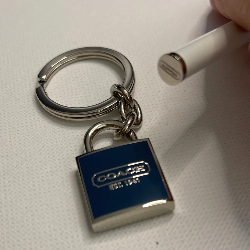Coach Silver and Blue Keychain with White Coach Pen - Picture 4 of 6